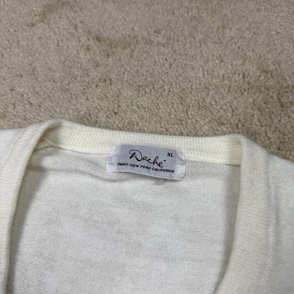 Vintage Roche Indiana University V-Neck Sweater Cream Knit Embroidered XL Alumni - Picture 4 of 7